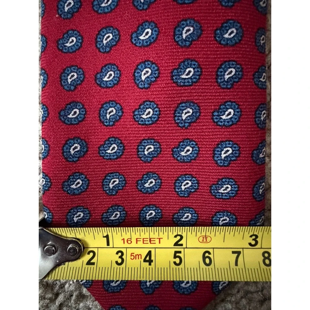 Brooks Brothers Neckwear Tie Red Blue Paisley AOP Pattern USA 100% Wool JBHS